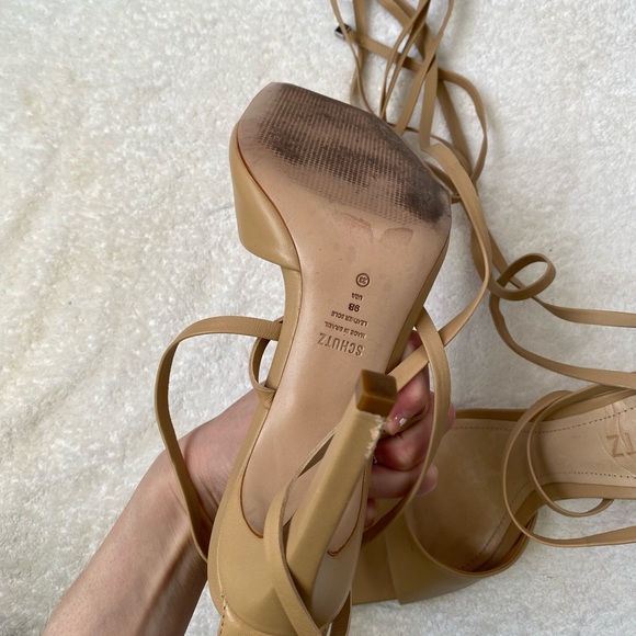 SCHUTZ Beige Strappy Heels Size 9B - Picture 2 of 11